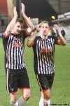 Pars v Arbroath 25th February 2014. Callum Morris and Danny Grainger applauding the home support.