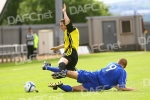 Dumbarton v Pars 21st July 2007. Typical strikers tackle from Jim Hamilton. (3 of 3)