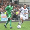 Pars v Celtic 28th August 2005. Mark Burchill v Mo Camara.