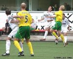 Pars v Hibs 20th September 2003. Gary Dempsey and Stevie Crawford under pressure.
