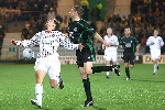 Pars v Hibs (CIS Cup QF) 8th November 2005. Derek Young getting pushed.